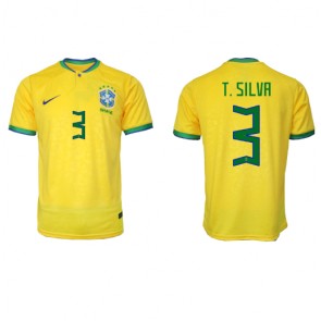 Brasilien Thiago Silva #3 Hjemmebanetrøje VM 2022 Kort ærmer